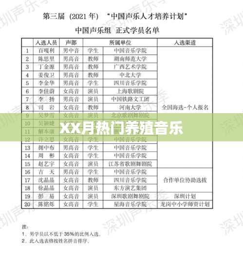 XX月养殖热门音乐推荐