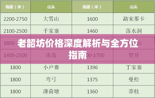 老韶坊价格深度解析与全方位指南