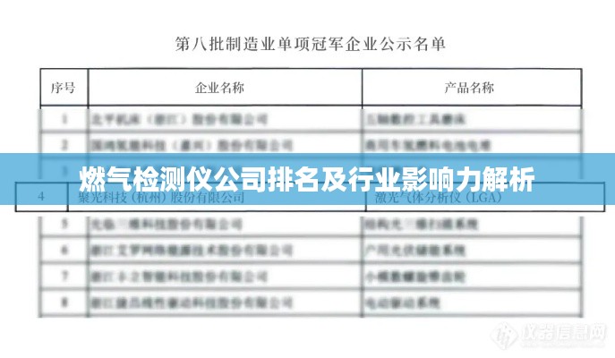 燃气检测仪公司排名及行业影响力解析