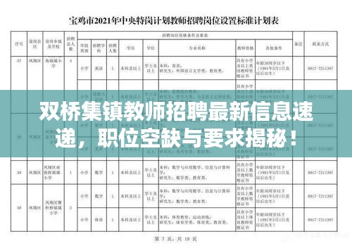 双桥集镇教师招聘最新信息速递，职位空缺与要求揭秘！