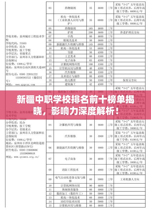 新疆中职学校排名前十榜单揭晓，影响力深度解析！