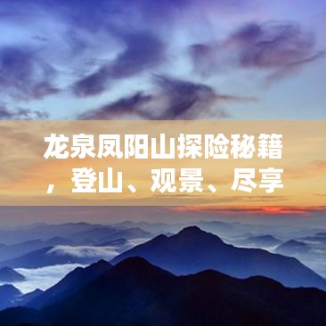 龙泉凤阳山探险秘籍，登山、观景、尽享自然之美！