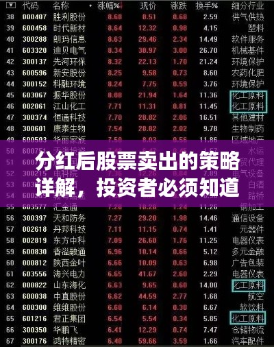 分红后股票卖出的策略详解，投资者必须知道的几点考量