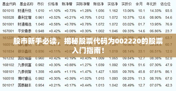 股市新手必读，揭秘股票代码为002220的股票入门指南！