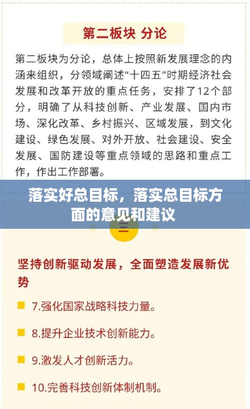 落实好总目标，落实总目标方面的意见和建议 