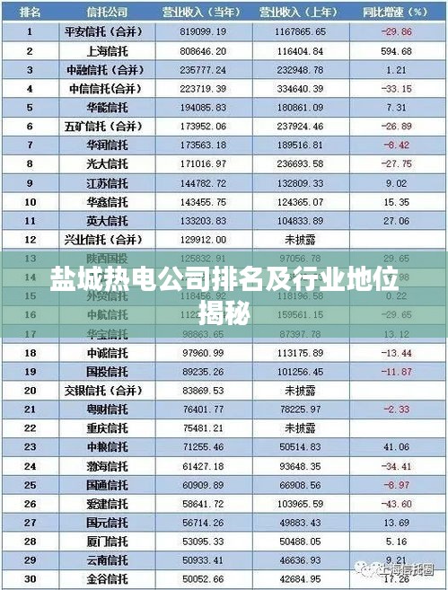 盐城热电公司排名及行业地位揭秘