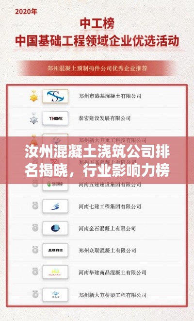 汝州混凝土浇筑公司排名揭晓，行业影响力榜单重磅出炉！