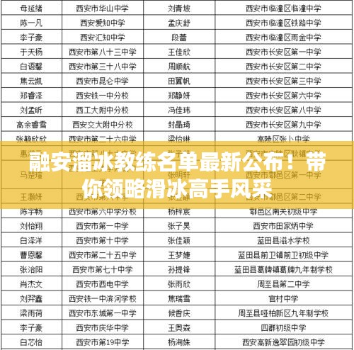 融安溜冰教练名单最新公布！带你领略滑冰高手风采