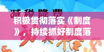 积极贯彻落实《制度》，持续抓好制度落实 