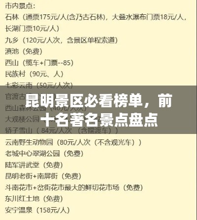 昆明景区必看榜单，前十名著名景点盘点