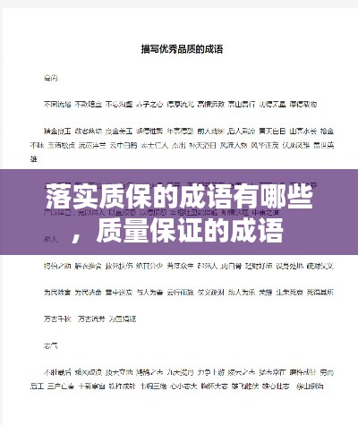 落实质保的成语有哪些，质量保证的成语 