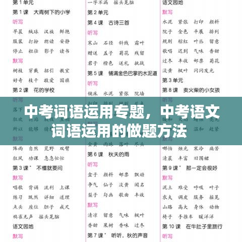 中考词语运用专题，中考语文词语运用的做题方法 
