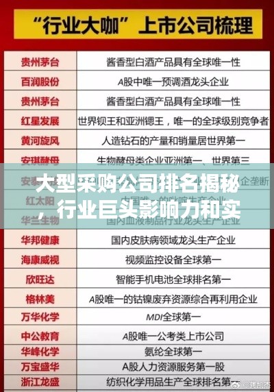 大型采购公司排名揭秘，行业巨头影响力和实力一览