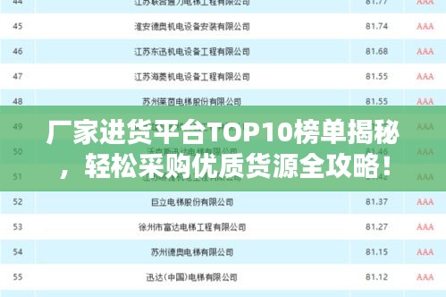 厂家进货平台TOP10榜单揭秘，轻松采购优质货源全攻略！