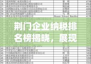 荆门企业纳税排名榜揭晓，展现责任与贡献的荣耀榜单
